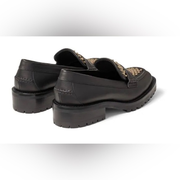 Jimmy Choo Deanna Black Gold Spiked Slip In Embellished Loafer Shoes 37.5 New - Picture 6 of 15